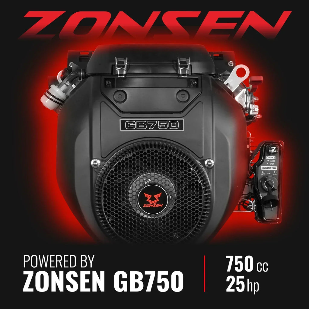 25hp 750cc Twin Cylinder ZONSEN Petrol Engine 7” Hydraulic Feeding Wood Chipper, DCH7