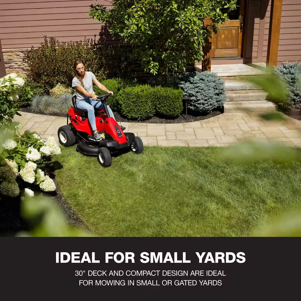 30 In. 10.5 HP Briggs and Stratton Engine 6-Speed Manual Drive Gas Rear Engine Riding Mower with Mulch Kit Included