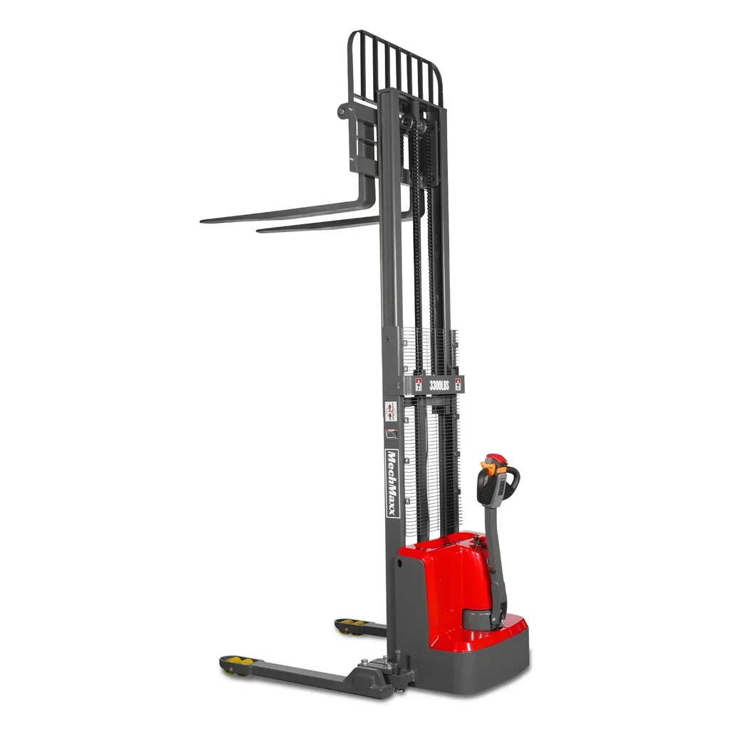 3300lbs Lithium-ion Electric Straddle Stacker, 98" Lift, Adjustable Legs & Forks, F33-98S