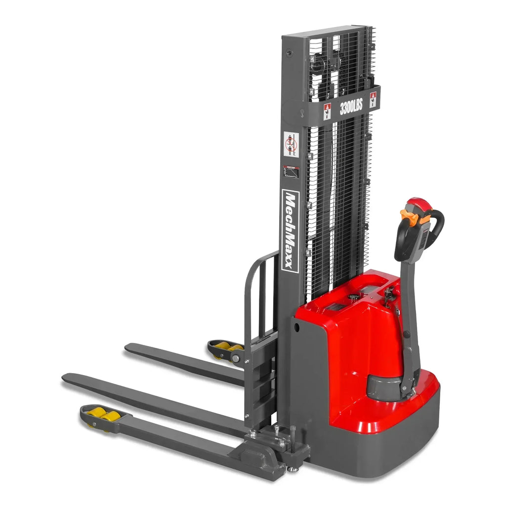 3300lbs Lithium-ion Electric Straddle Stacker, 98" Lift, Adjustable Legs & Forks, F33-98S