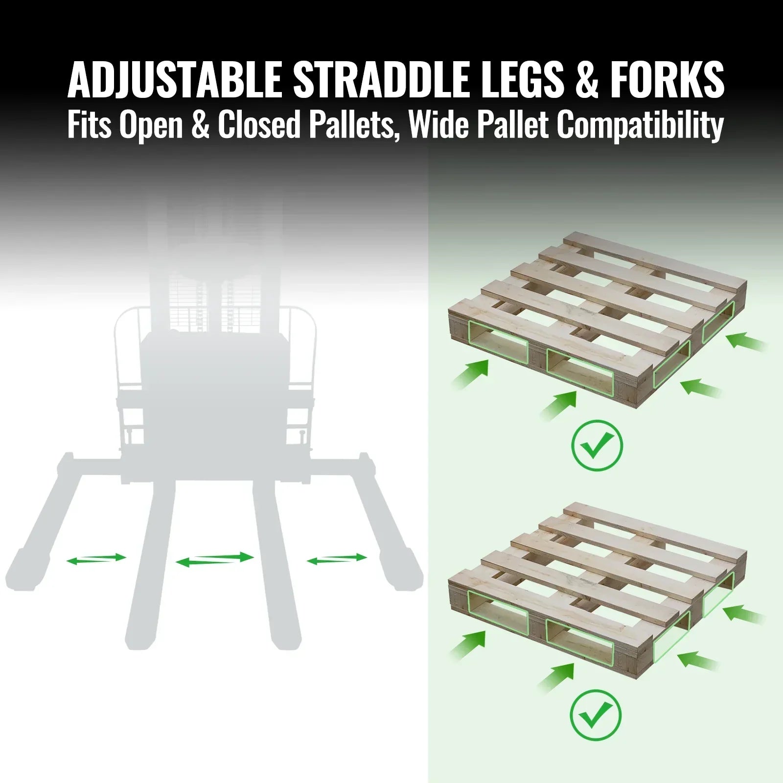 3300lbs Lithium-ion Electric Straddle Stacker, 98" Lift, Adjustable Legs & Forks, F33-98S