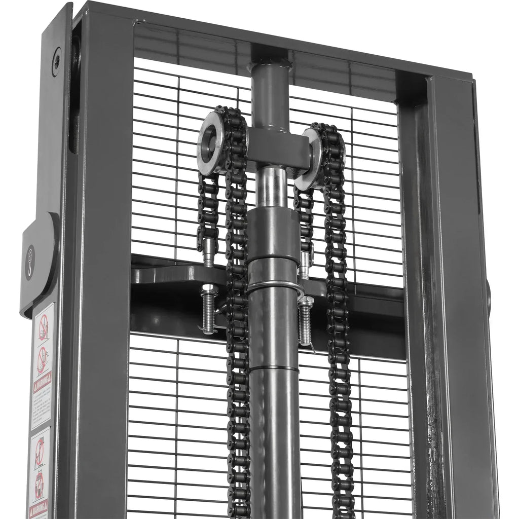 3300lbs Lithium-ion Electric Straddle Stacker, 98" Lift, Adjustable Legs & Forks, F33-98S