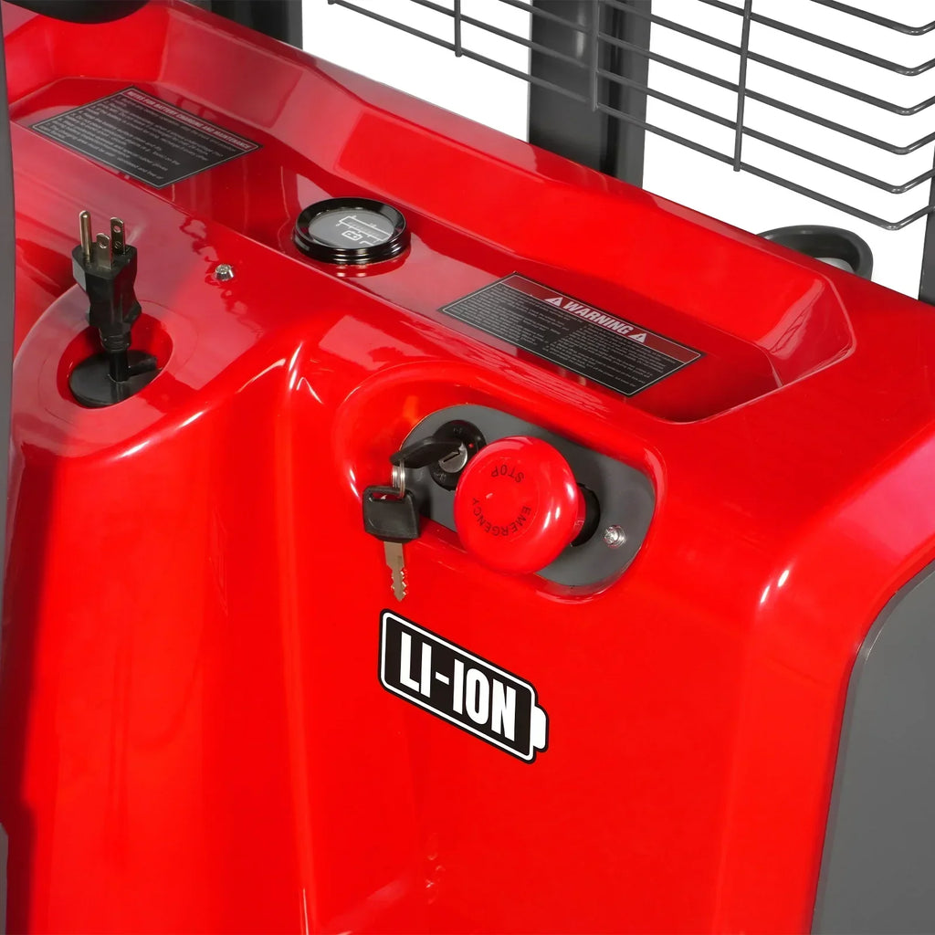 3300lbs Lithium-ion Electric Straddle Stacker, 98" Lift, Adjustable Legs & Forks, F33-98S