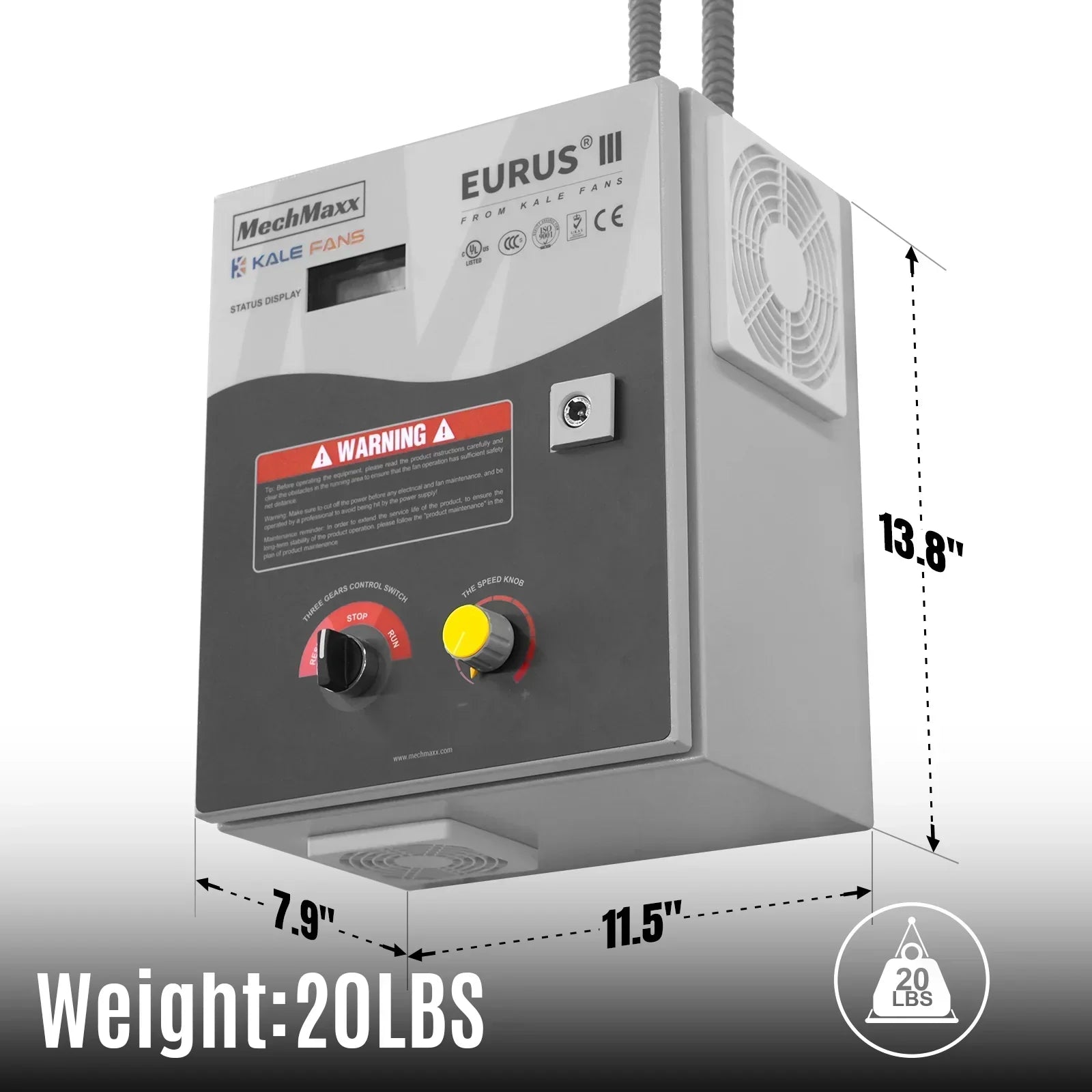 24FT HVLS Industrial Ceiling Fan 220V 1-Phase - Energy Efficient Large Area Air Circulation Fan for Warehouses & Factories, 24FT1PH