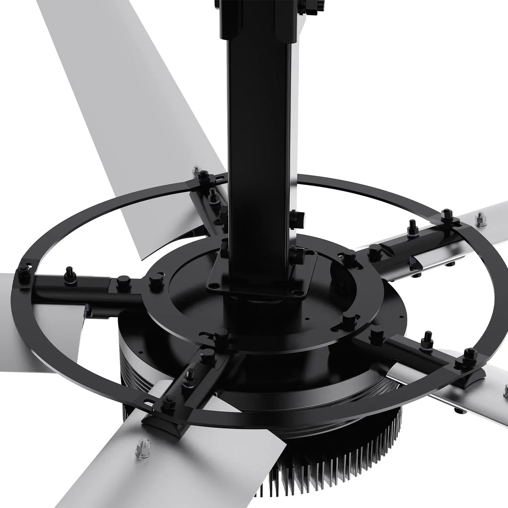 24FT HVLS Industrial Ceiling Fan 220V 1-Phase - Energy Efficient Large Area Air Circulation Fan for Warehouses & Factories, 24FT1PH