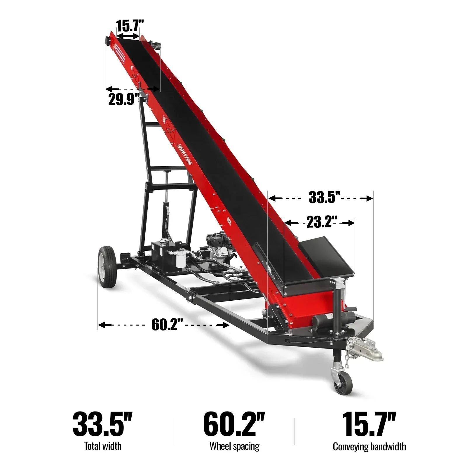 Firewood Conveyor, 7HP 212cc Gasoline Powered Max. 124" Lift Height, 236'' Length, 16" Width, HC2016